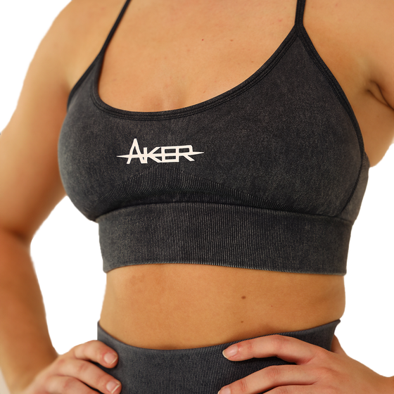 AKER Acid wash Sports Bra - Charcoal Grey