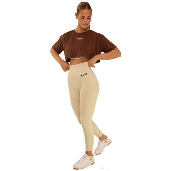 Oversized Sports Crop top - Brown