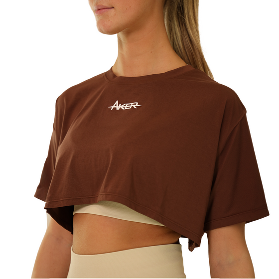 Oversized Sports Crop top - Brown