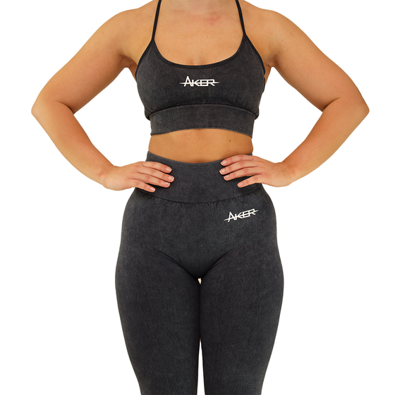 AKER Acid wash Sports Bra - Charcoal Grey