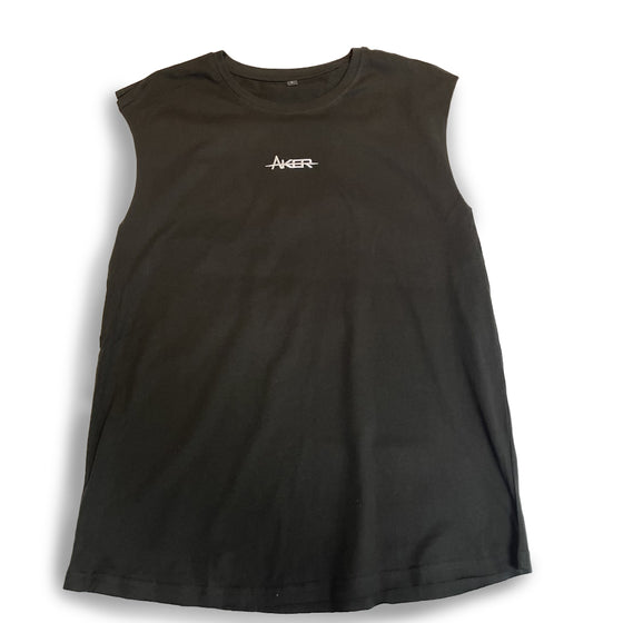 Embroidered AKER Sleeveless Tee - Black